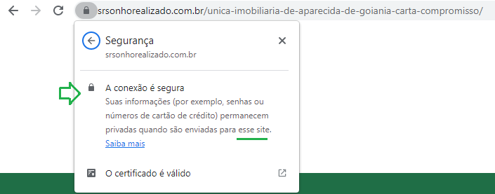Site seguro com certificado de segurança atualizado